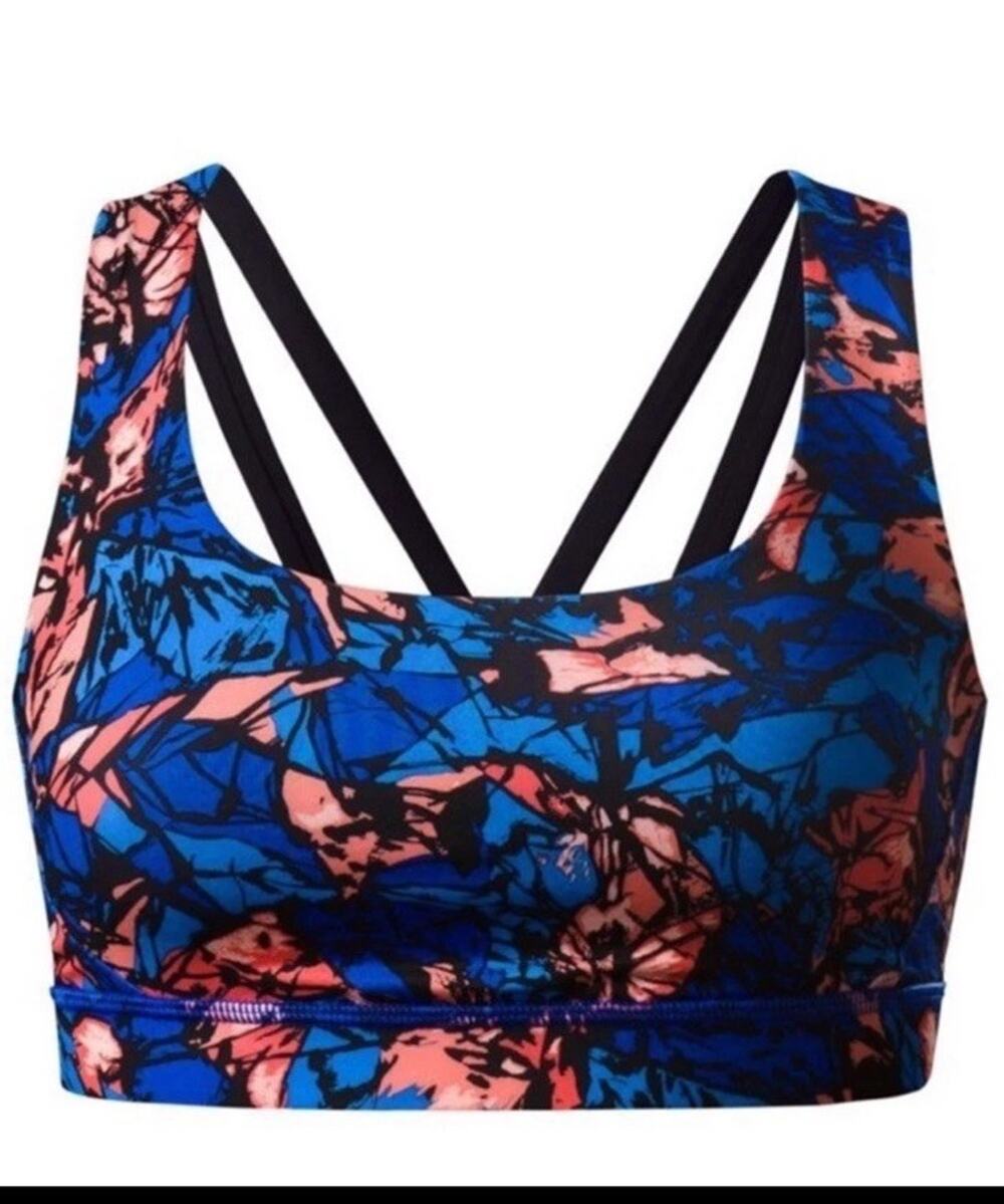 Lululemon Energy Bra (Exhale)Mini Paint Storm Harbor Blue Multi / Black Women 6